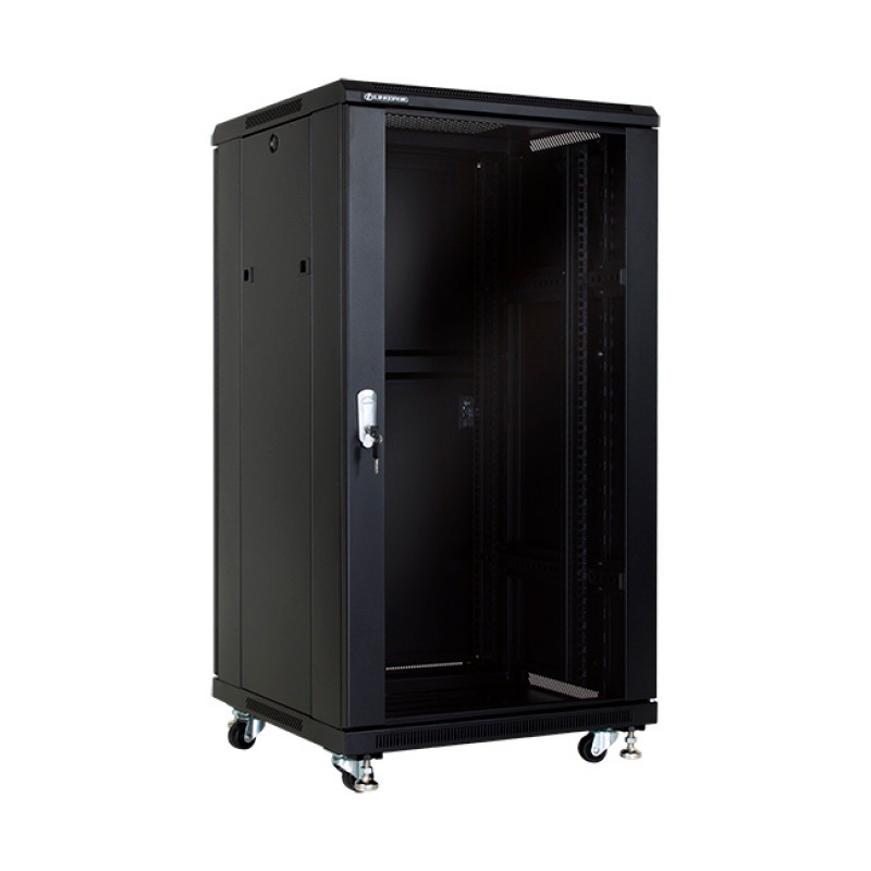 LinkBasic 22U 600*600*1200, Шкаф серверный, цвет чёрный, передняя дверь стеклянная (тонированная)
