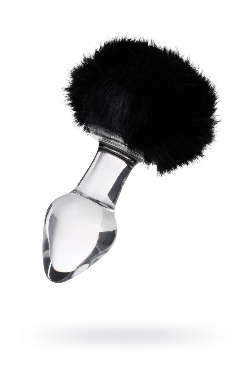 Анальная втулка Sexus Glass, Стекло, с черным хвостиком, 9,5 см