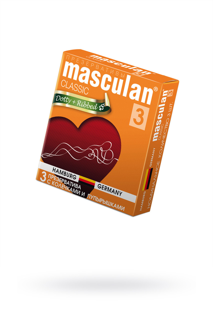 Презервативы Masculan Classic 3 , 3 шт. С колечками и пупырышками (Dotty+Ribbed) ШТ