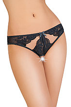 Эротические трусики Erolanta Lingerie Collection, кружевные с ажурными вырезами,черные (50-52)