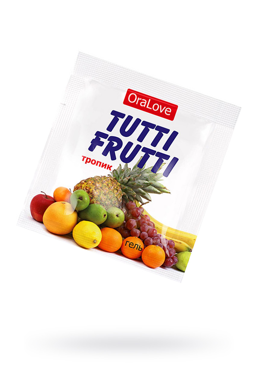 Съедобная гель-смазка TUTTI-FRUTTI для орального секса со вкусом экзотических фруктов ,4гр по 20 шт в упаковке