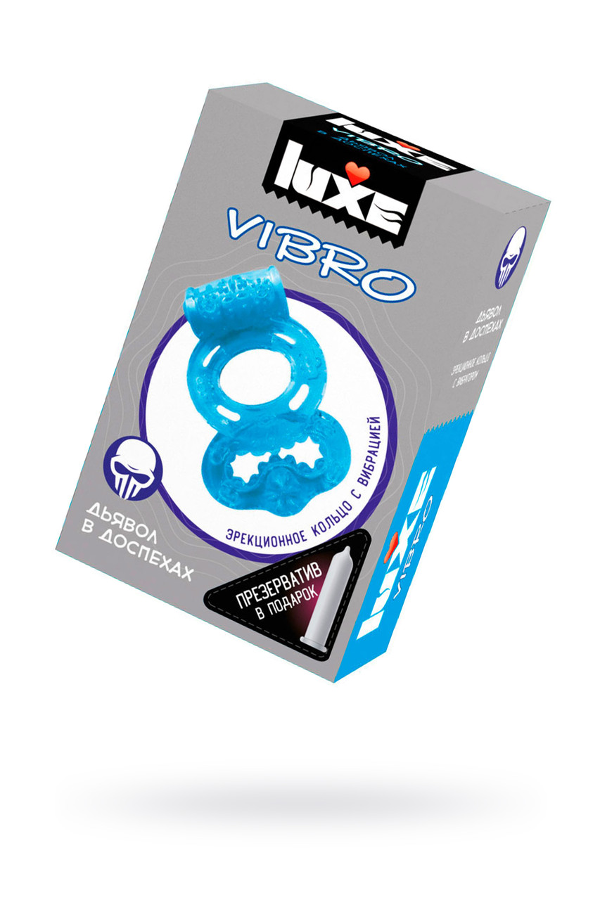Виброкольцо LUXE VIBRO Дьявол в доспехах + презерватив, 1 шт