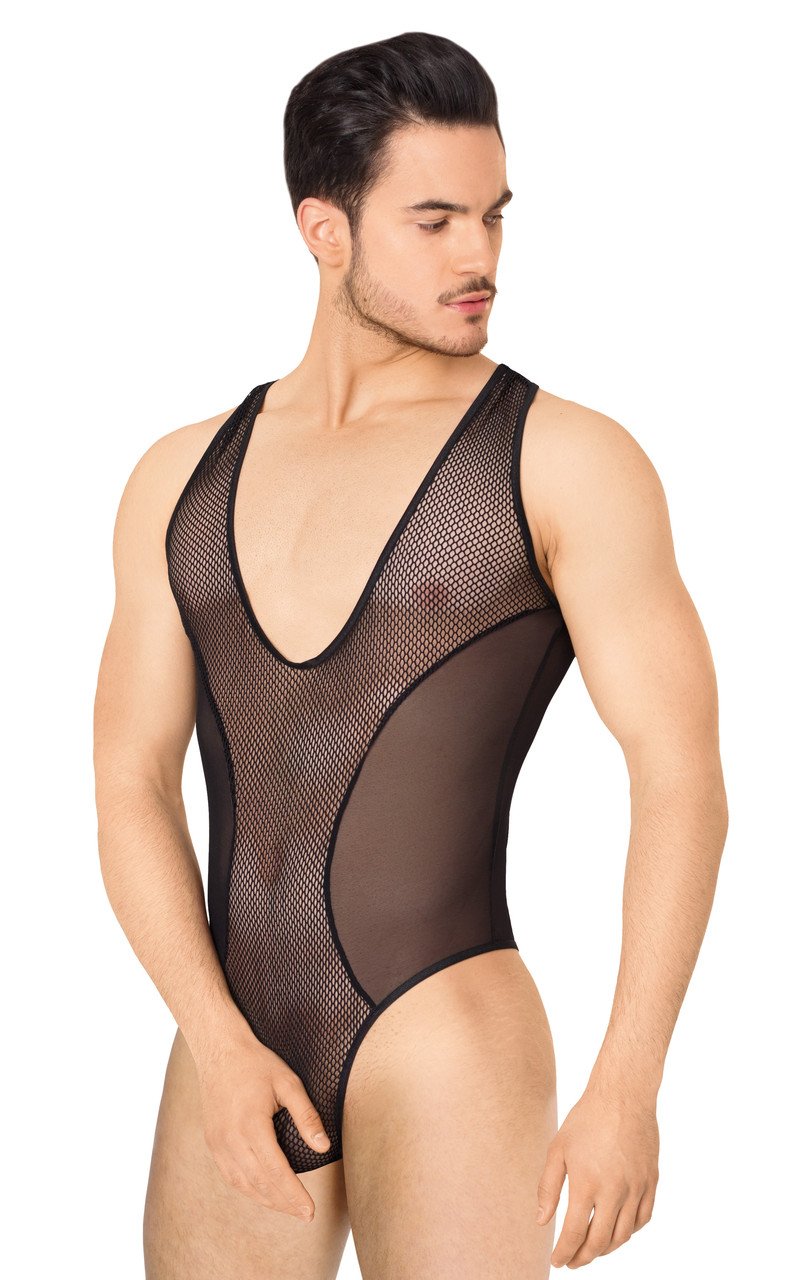 Боди из сетки мужское SoftLine Collection, чёрный, M/L