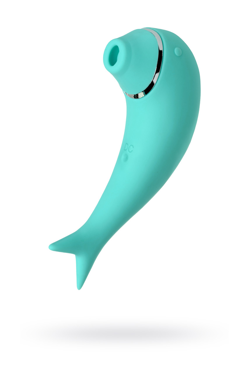 Вакуум-волновой стимулятор клитора и вибратор Dolphin, силикон, бирюзовый, 17,5 см.