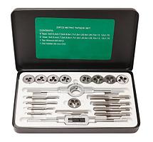 ROCKFORCE Набор метчиков и плашек метрический 20 предметов (М3х0.5, М4х0.7, М5х0.8, М6х1, М7х1, М8х1.25, М9х1.