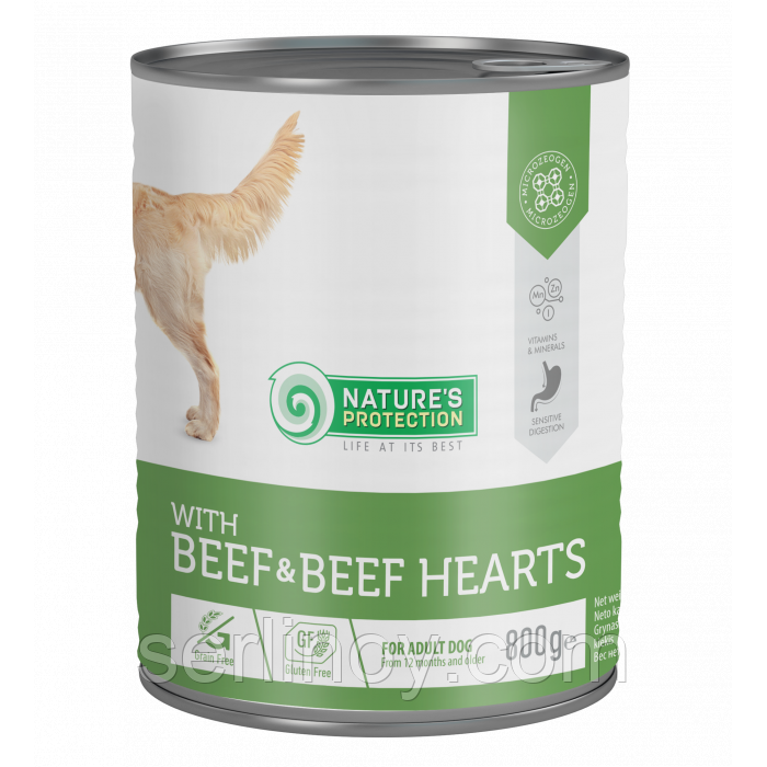 Влажный корм для собак всех пород Nature's Protection Adult Beef & Beef Hearts с говядиной и говяжьим сердцем