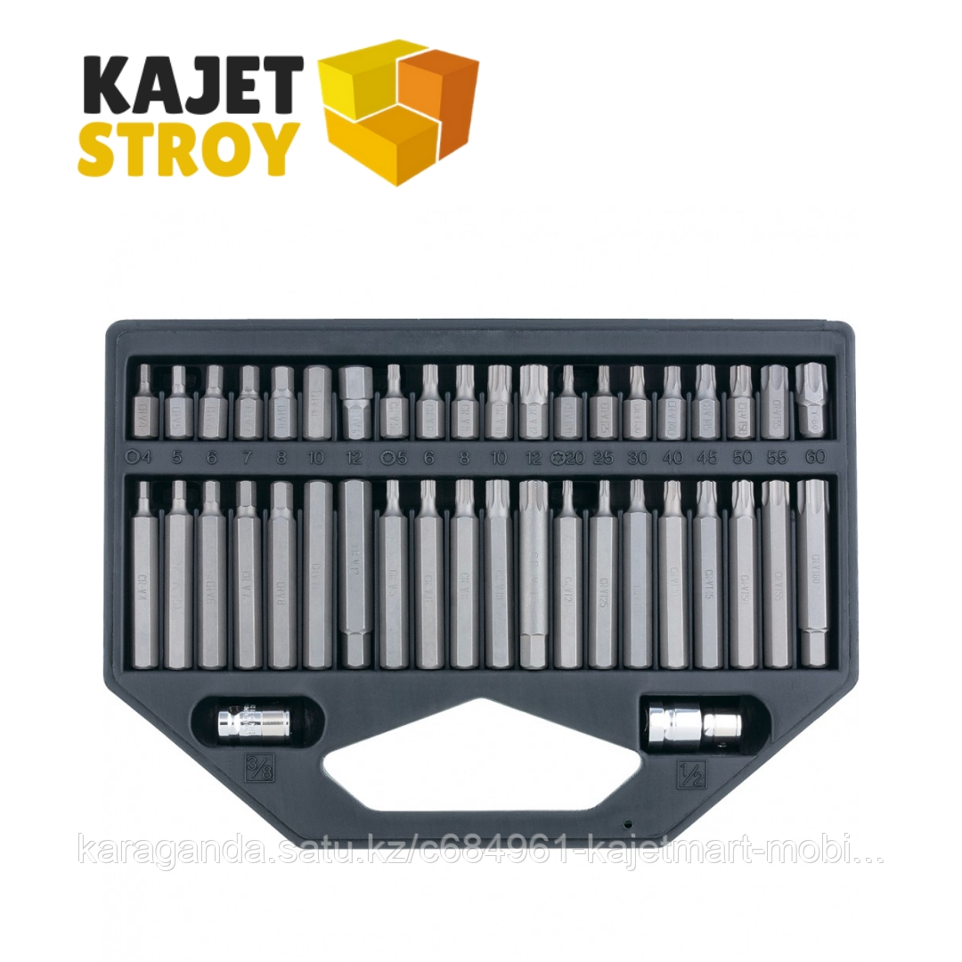 Набор бит HEX, TORX, SPLINE, шестигранный хвостовик 3/8", CrV, 42 шт.// Stels