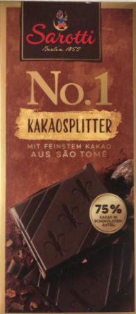 Шоколадная плитка Sarotti Kakaosplitter, Содержание какао 75%, 100 гр