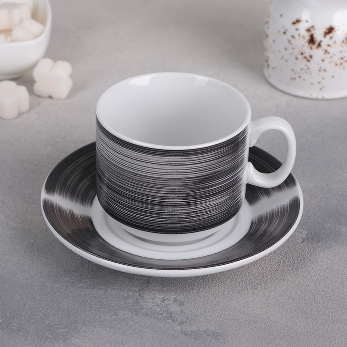 Чайная пара 220 мл "Brush (black)" ф.287