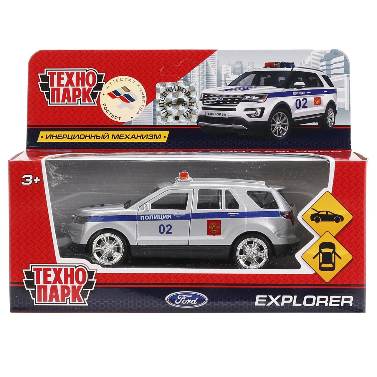 Технопарк Металлическая инерционная модель Ford Explorer, Полиция, 12 см.