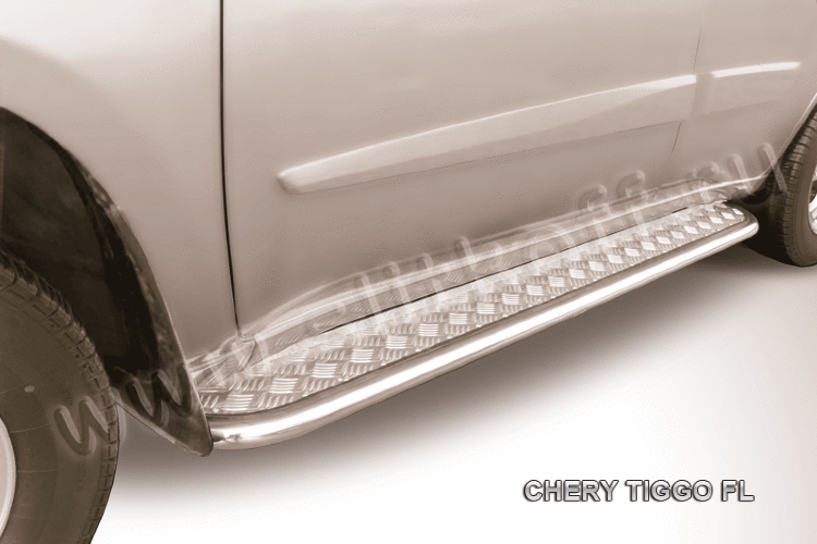 Защита порогов d42 с листом усиленная Chery Tiggo FL (2013)