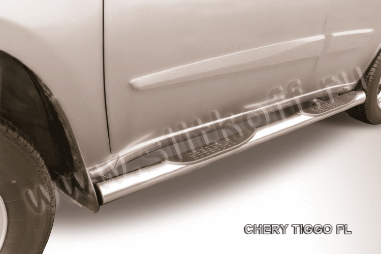 Защита порогов d76 с проступями Chery Tiggo FL (2013)