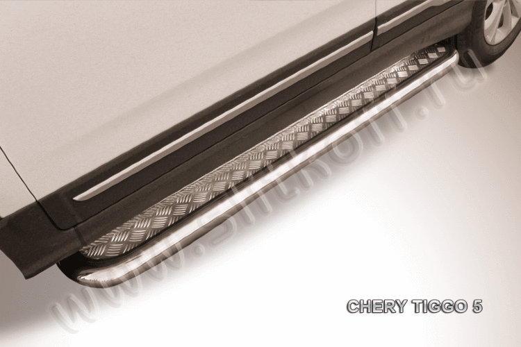 Защита порогов d57 с листом усиленная Chery Tiggo 5