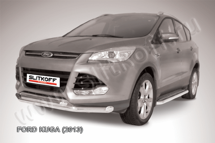 Защита переднего бампера d76+d57 двойная Ford Kuga (2013)