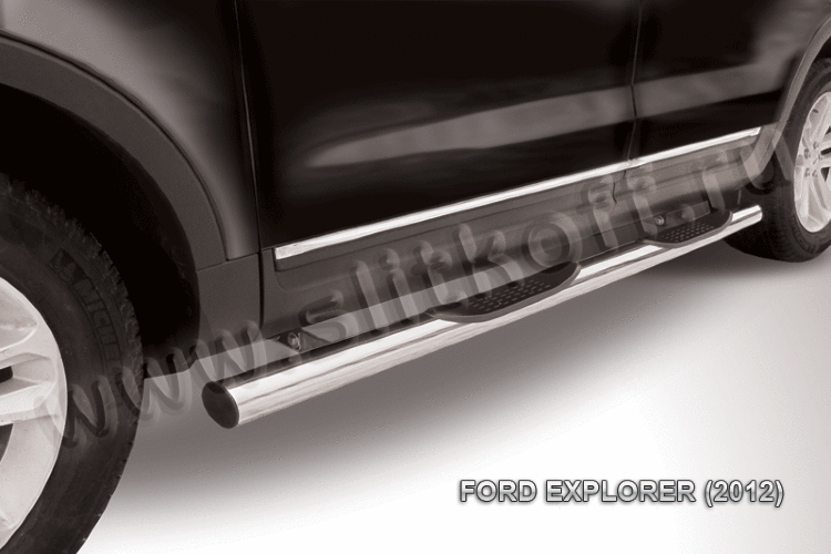 Защита порогов d76 с проступями Ford Explorer (2012)