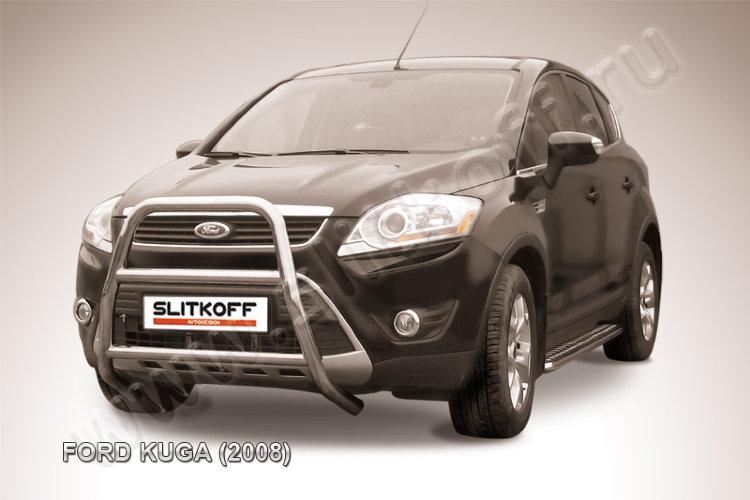 Кенгурятник d57 высокий с двумя перемычками Ford Kuga (2008)