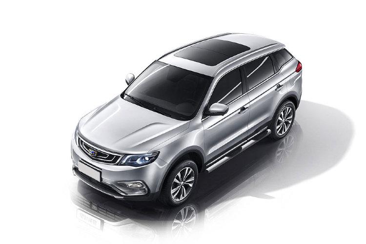 Защита штатного порога d76 с проступями Geely Atlas