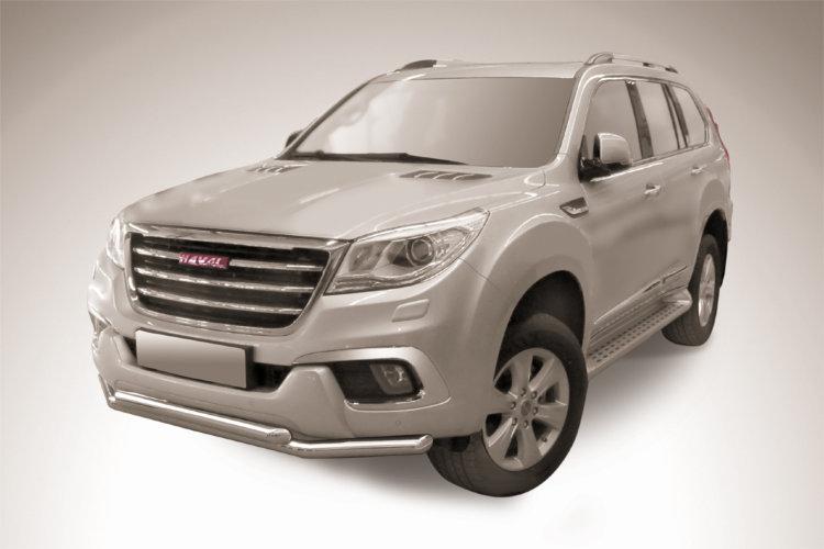 Защита переднего бампера d57+d57 двойная Haval H9 (2017)