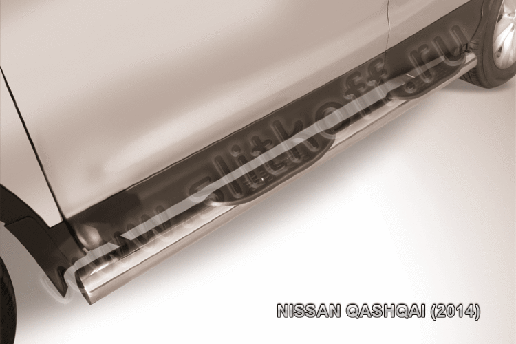 Защита порогов d76 с проступями Nissan QASHQAI (2014)