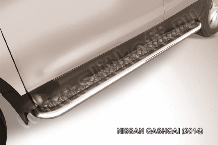 Защита порогов d57 с листом усиленная Nissan QASHQAI (2014)