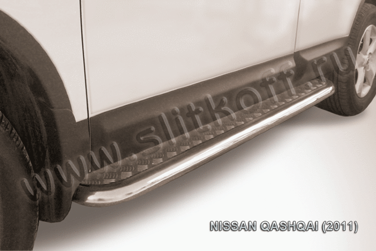 Защита порогов d57 с листом Nissan QASHQAI (2011)