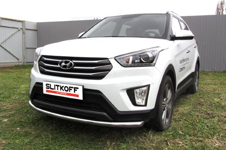 Защита переднего бампера d57 радиусная Hyundai CRETA 4WD 2016