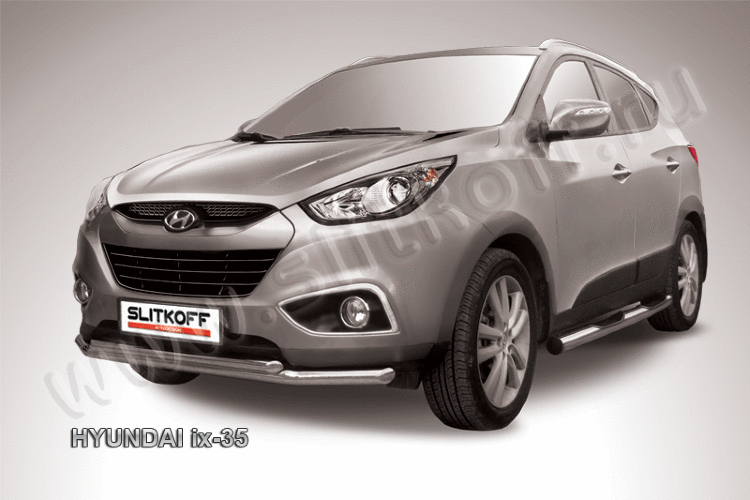 Защита переднего бампера d57+d42 двойная Hyundai ix-35