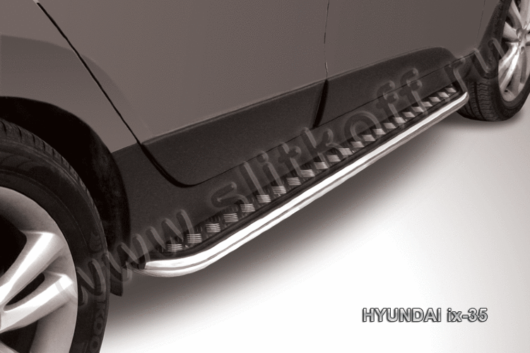 Защита порогов d57 с листом усиленная Hyundai ix-35