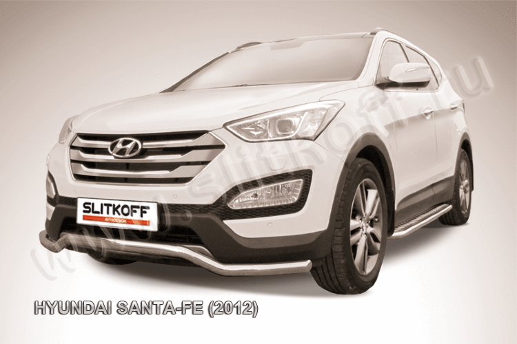 Защита переднего бампера d57 "волна" Hyundai Santa Fe (2012)