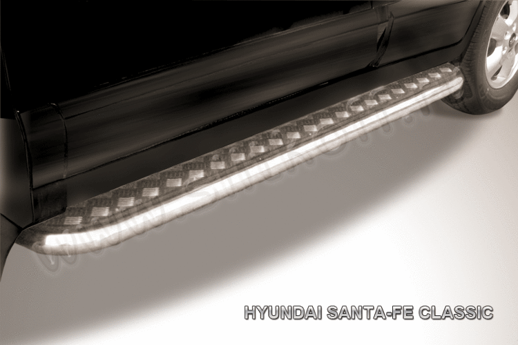 Защита порогов d42 с листом Hyundai Santa Fe Classic (Таганрог)