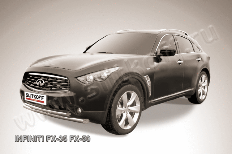 Защита переднего бампера d76+d57 двойная Infiniti FX-35; FX-50