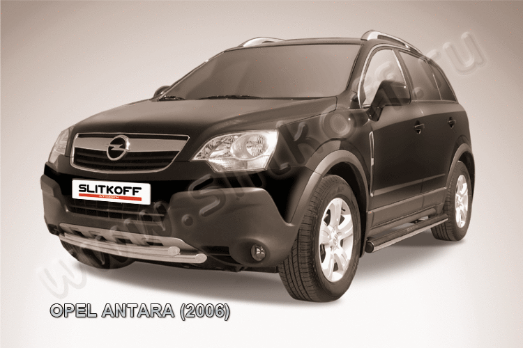 Защита переднего бампера d57+d57 двойная Opel Antara