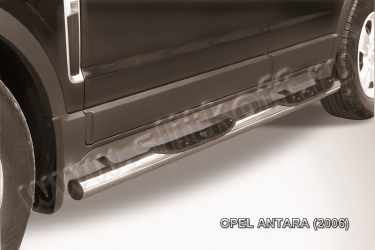 Защита порогов d76 с проступями Opel Antara