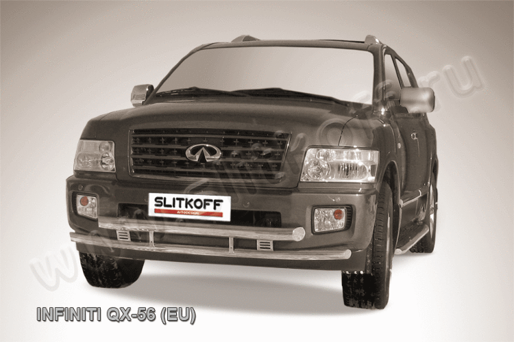 Защита переднего бампера d76+d57 двойная Infiniti QX-56