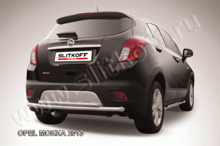 Защита заднего бампера d57+d42 двойная радиусная Opel Mokka (2013)