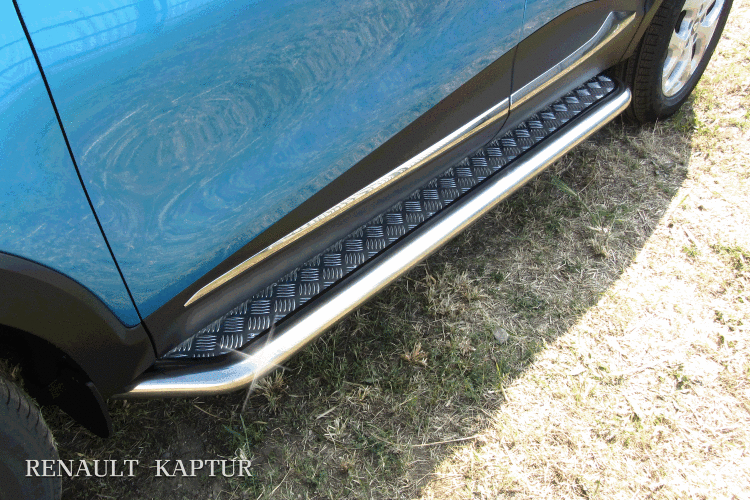 Защита порогов d57 с листом усиленная Renault Kaptur 2016