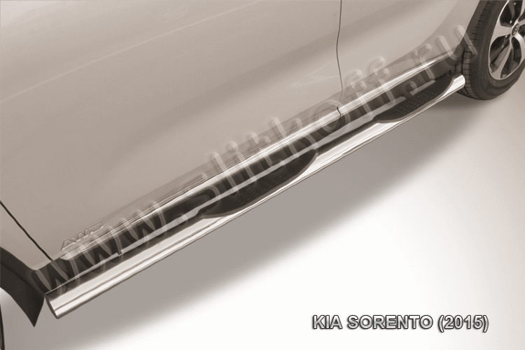 Защита порогов d76 с проступями KIA Sorento (2015)