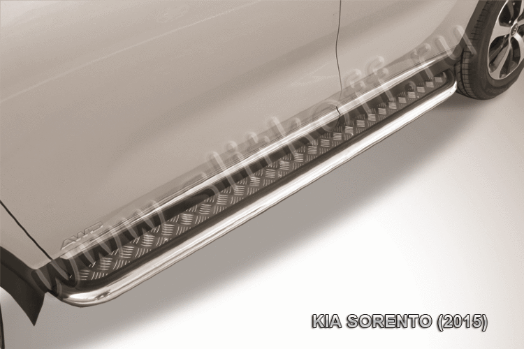 Защита порогов d57 с листом усиленная KIA Sorento (2015)