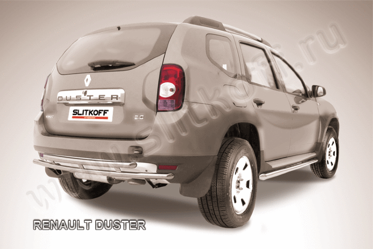 Защита заднего бампера d42+d42 двойная Renault Duster