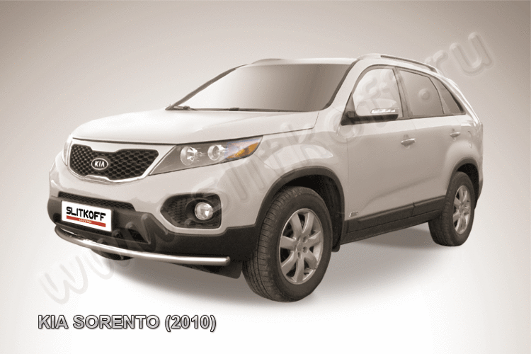 Защита переднего бампера d57 радиусная KIA Sorento (2010)