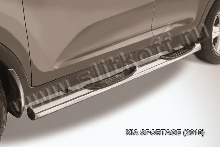 Защита порогов d76 с проступями KIA Sportage (2010)