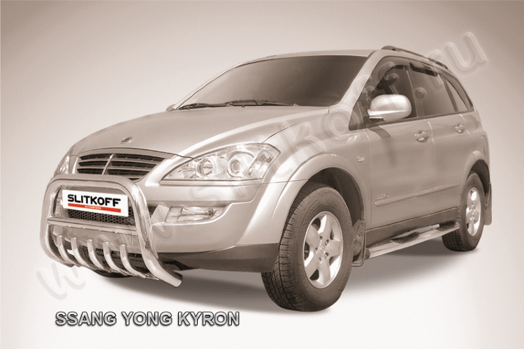 Кенгурятник низкий d76 с защитой картера Ssang Yong KYRON