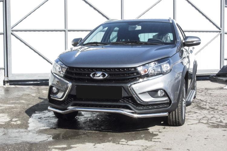 Защита переднего бампера d42 "волна" Lada Vesta SW Cross