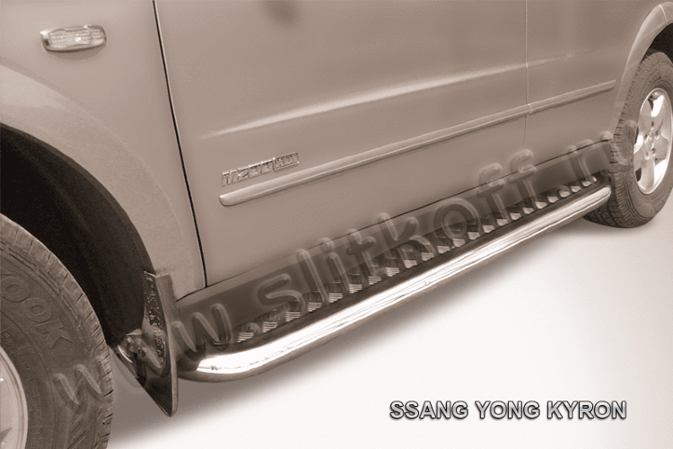Защита порогов d57 с листом усиленная Ssang Yong KYRON