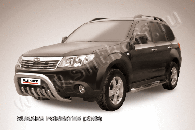 Кенгурятник d76 низкий с защитой картера Subaru Forester