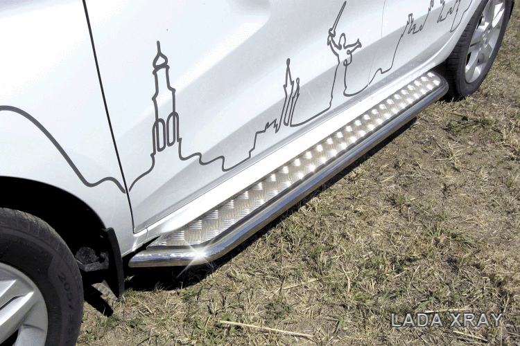 Защита штатных порогов d42 с листом усиленная LADA Xray