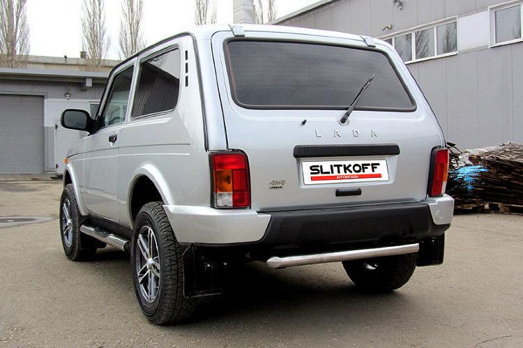 Защита заднего бампера d57 короткая Lada Niva 4X4 Urban 3d