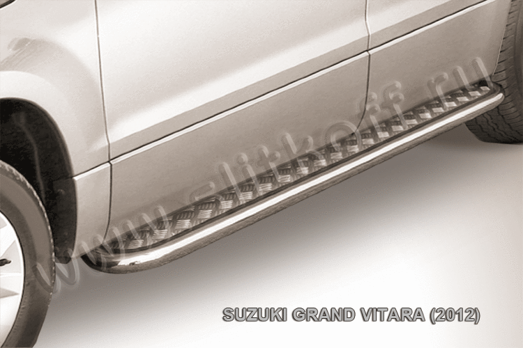Защита порогов d42 с листом усиленная Suzuki Grand Vitara (2012)
