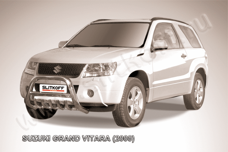 Кенгурятник d76 низкий с защитой картера Suzuki Grand Vitara (трехдверная 2008)