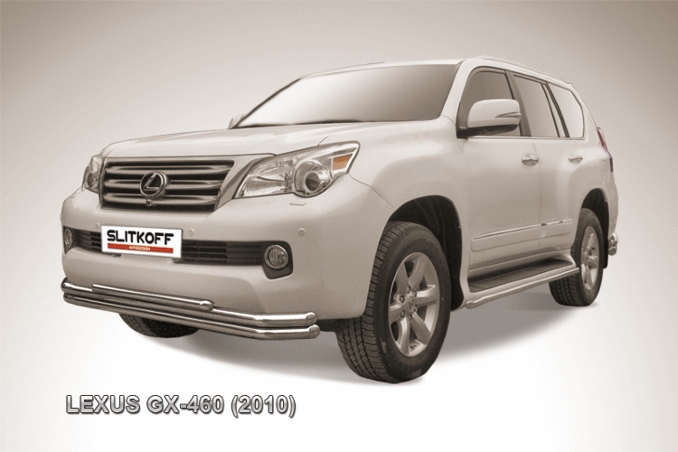 Защита переднего бампера d57+d57+d42 тройная Lexus GX-460 (2010)